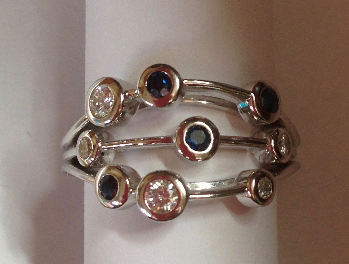 sapphire and diamond raindance style ring jewellery great missenden, wendover ring